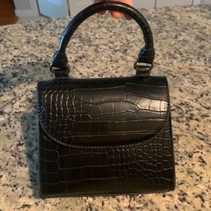 Crocodile Embossed Flap Handbag